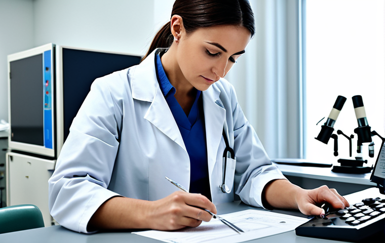 **

"A female doctor in a modest, professional lab coat, working in a modern hospital laboratory filled with equipment. She is examining a sample. Perfect anatomy, correct proportions, well-formed hands, natural pose, appropriate attire, fully clothed, safe for work, high quality, professional medical environment."

**