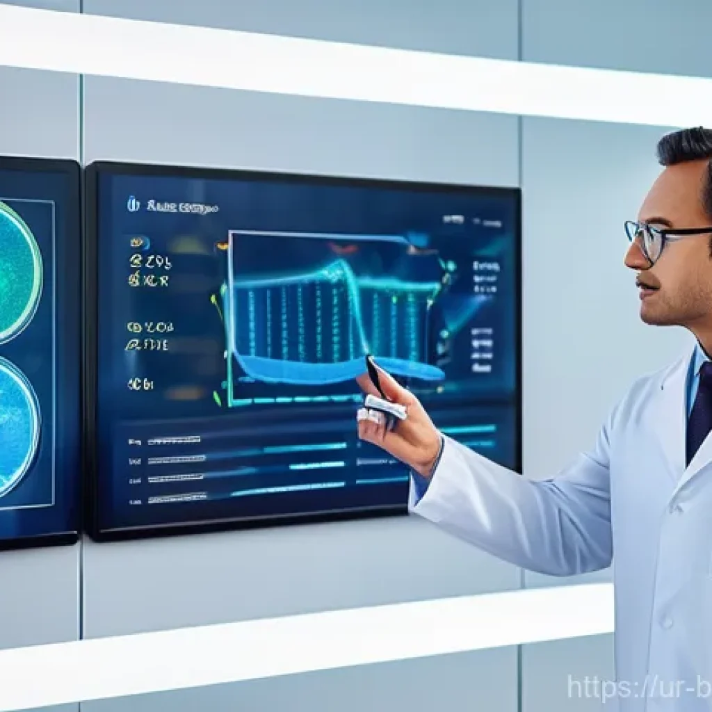 개인화된 의약품 - **Prompt**: "A bright, modern medical consultation room. A kind, professional male doctor in his mid...