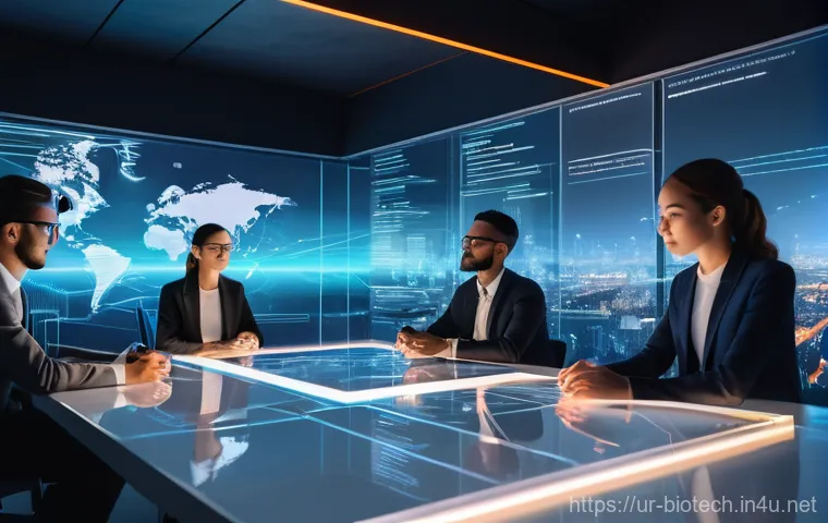 기술적 도전 과제 - **Prompt 1: AI as a Collaborative Partner for Progress**
    "A vibrant, high-angle shot of a divers...