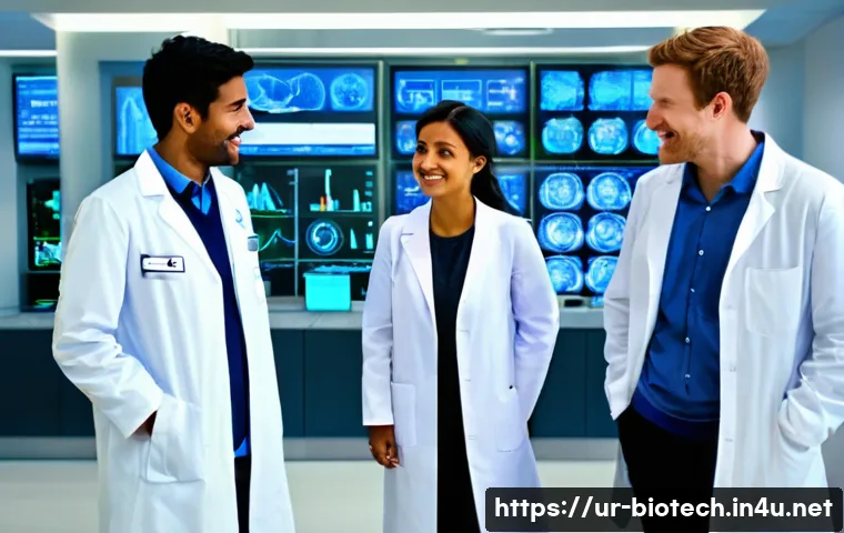 임상 시험 - **Prompt 1:** A bright, modern clinical research center lobby, filled with a diverse group of indivi...