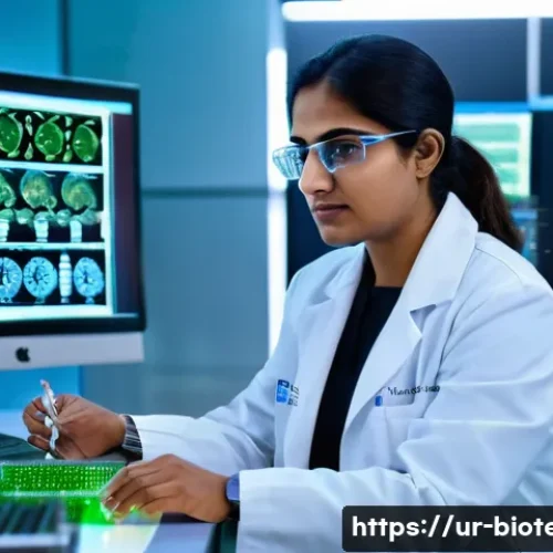 유전자 교정 사례 - A detailed laboratory scene featuring a South Asian female scientist in her 30s wearing a white lab ...