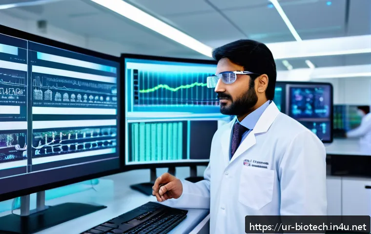바이오 제약 회사 - A futuristic biopharmaceutical laboratory scene in Pakistan, featuring diverse scientists wearing la...