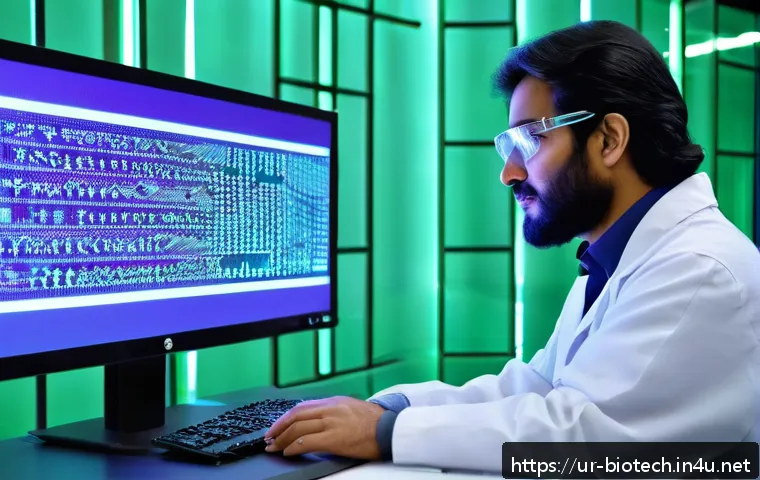 생명 공학 연구 동향 - A detailed futuristic laboratory scene in Pakistan, showcasing a scientist wearing a lab coat and sa...