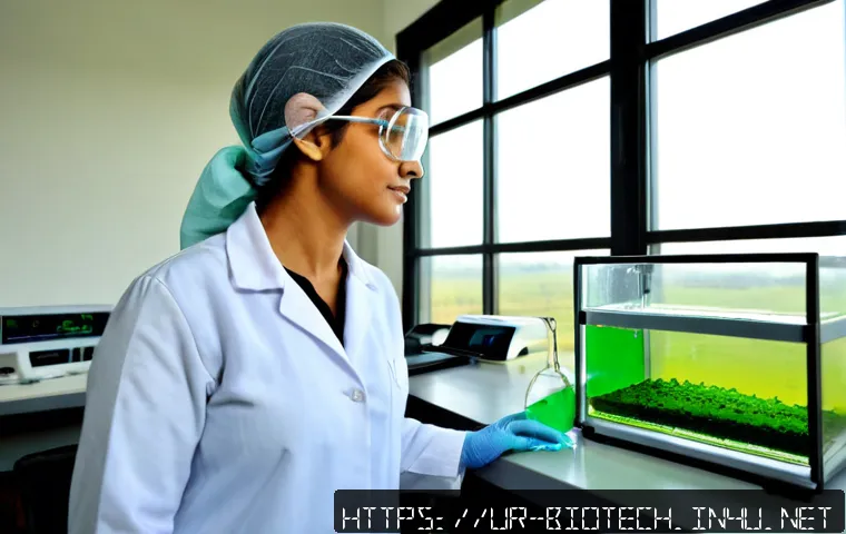 Home 17 미생물 기반 바이오 연료 - Photorealistic renewable energy laboratory in Pakistan, a Pakistani female scientist in modest profe...